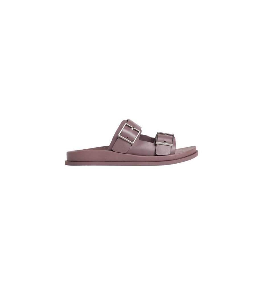 Sandales à Boucle Double en Cuir - peppercorn