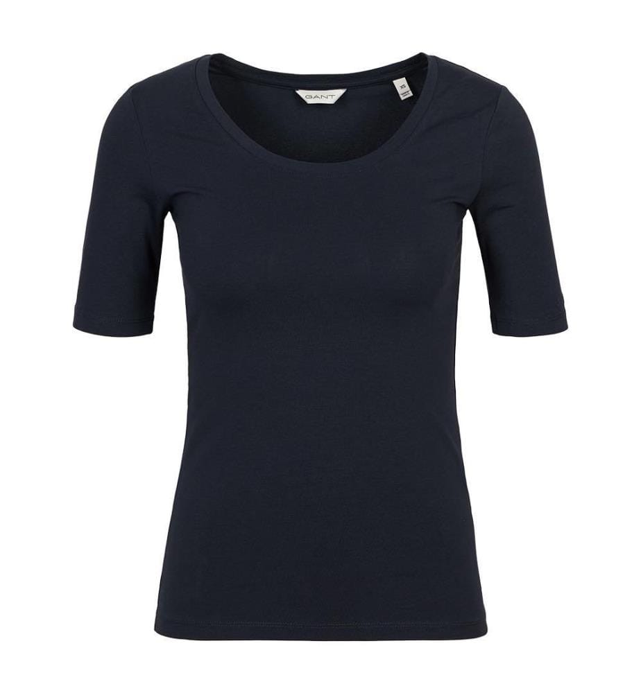 Top Slim Cot/Ela à encolure dégagée - Bleu nuit