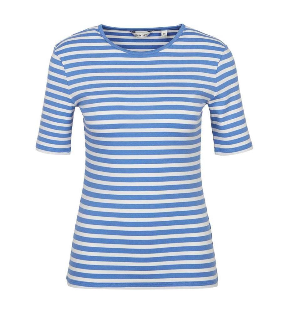 T-Shirt Slim Striped 1X1 Ribbed - Perfect Blue