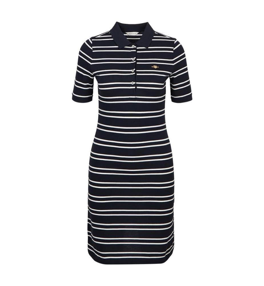 Robe-polo Piqué à rayures - Bleu nuit