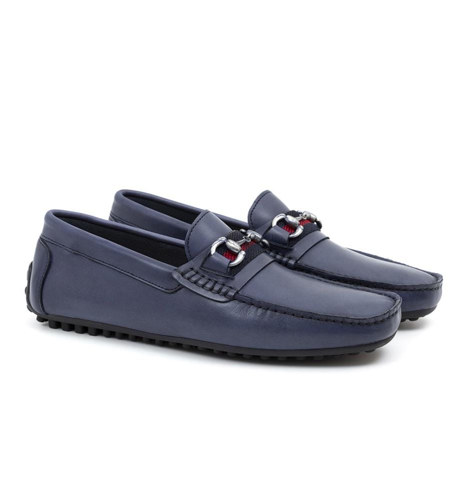 Mocassin en cuir - Bleu