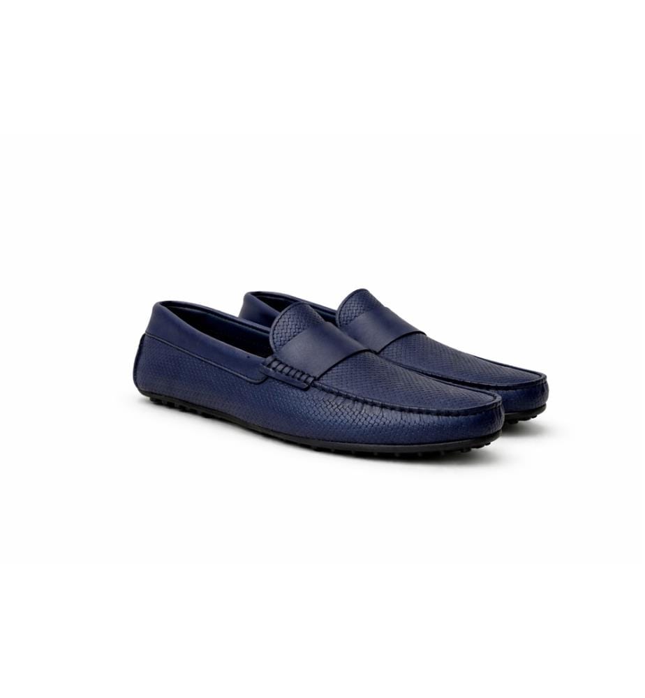 Mocassin en cuir bleu