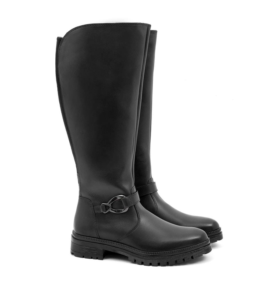 Bottes hautes en cuir - noir