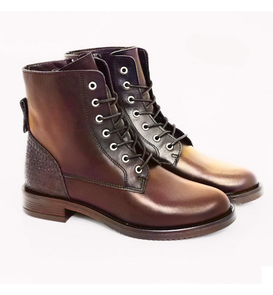 Bottes hautes en cuir pour femme - Marron clair
