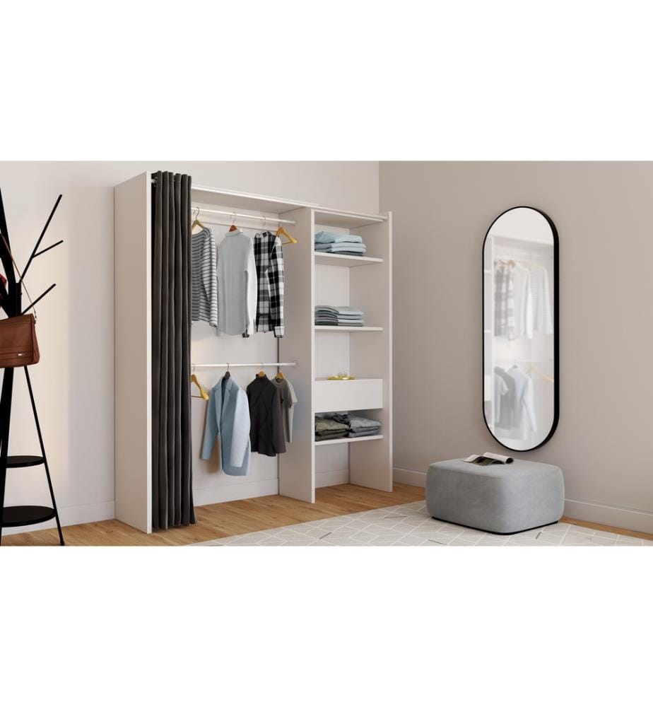Dressing Aline extensible 120-170cm blanc 1 colonne
