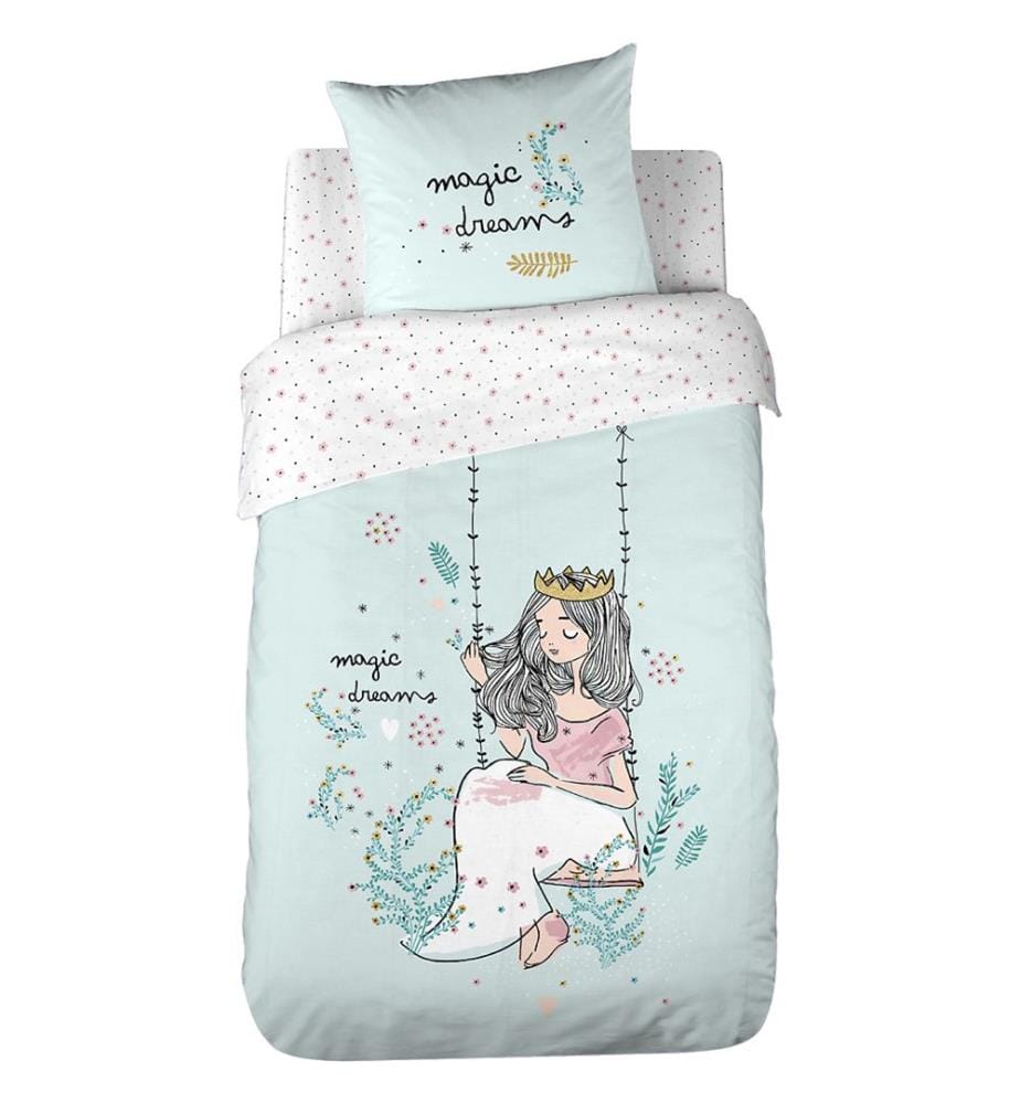 Parure de Couette Reversible2Pièces 140x200cm Coton Bio 57Fils/cm-Magic