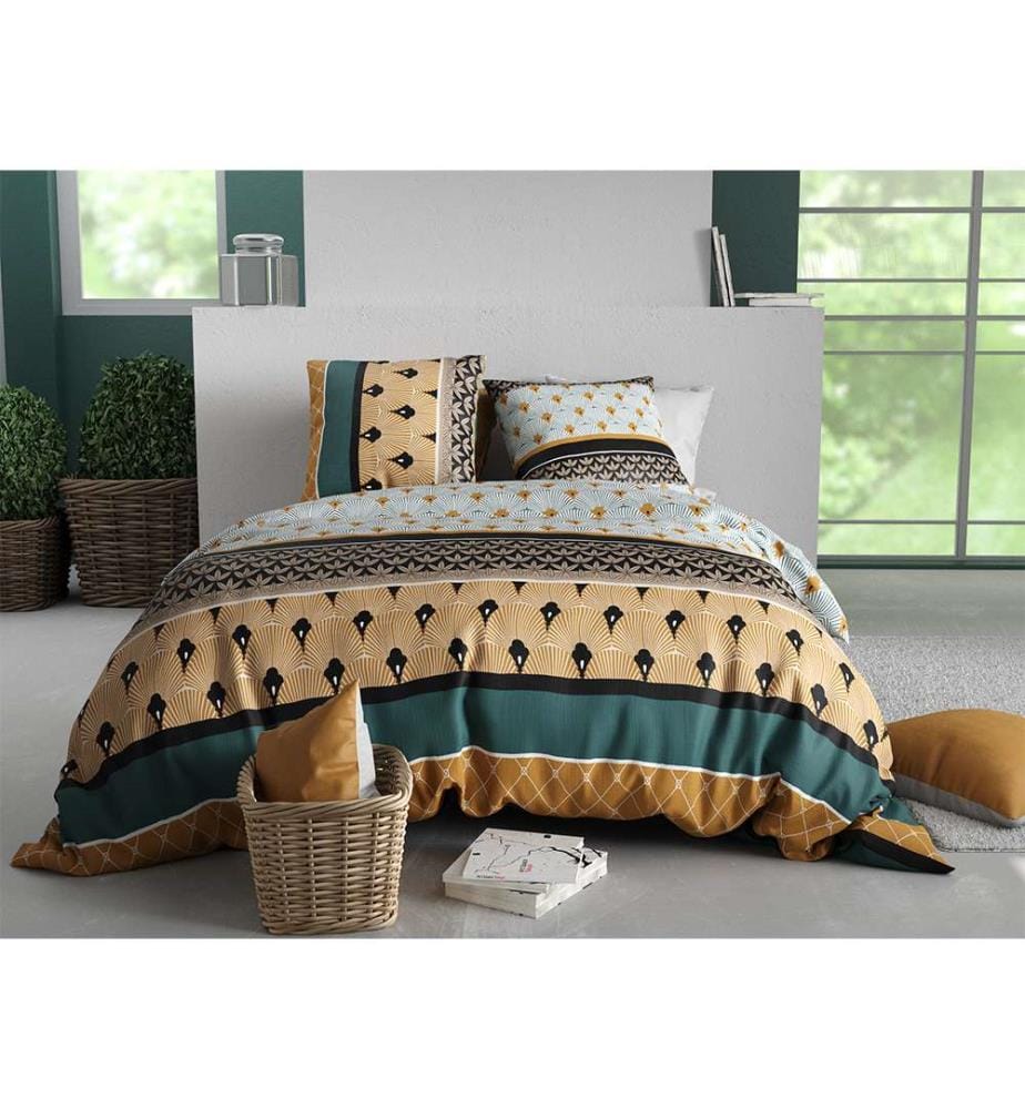 Parure Housse de Couette 3 pcs 220x240 cm + 2 Taies - 100 % Coton 57 Fils Palum