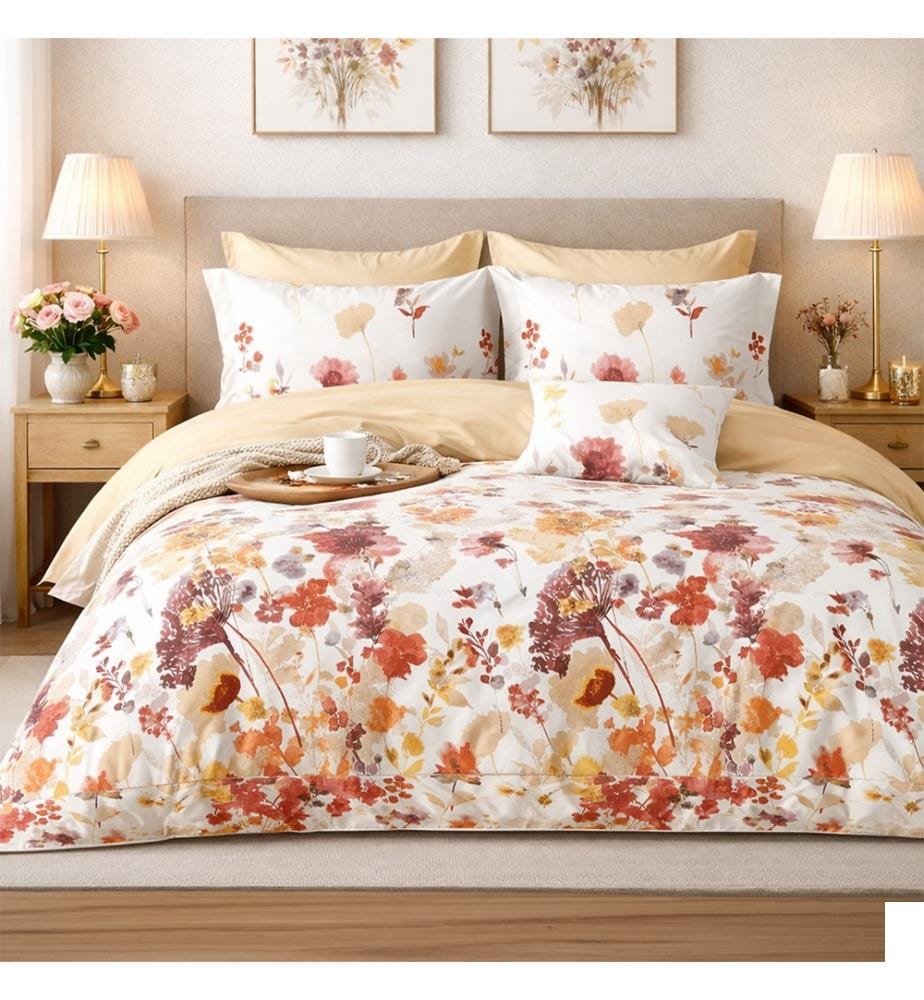 Parure Housse de Couette 3 Pcs 220X240 cm en Percale de Coton 80 Fils Héliane