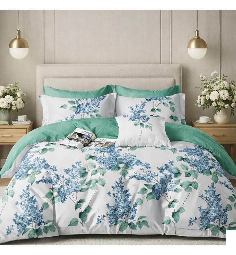 Parure Housse de Couette 3 Pcs 220X240 cm en Percale de Coton 80 Fils Palyne