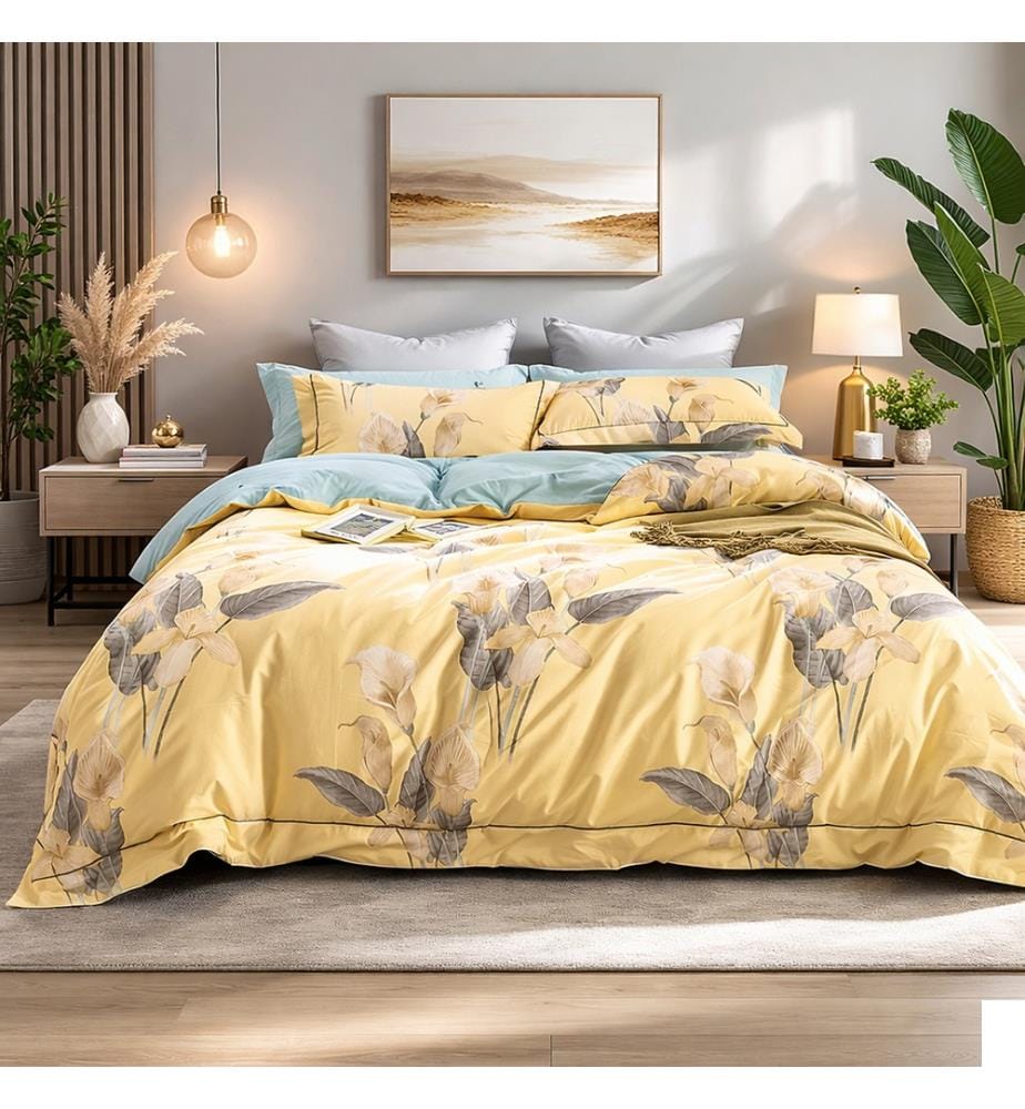 Parure Housse de Couette 3 Pcs 220X240 cm en Coton 57 Fils Horia