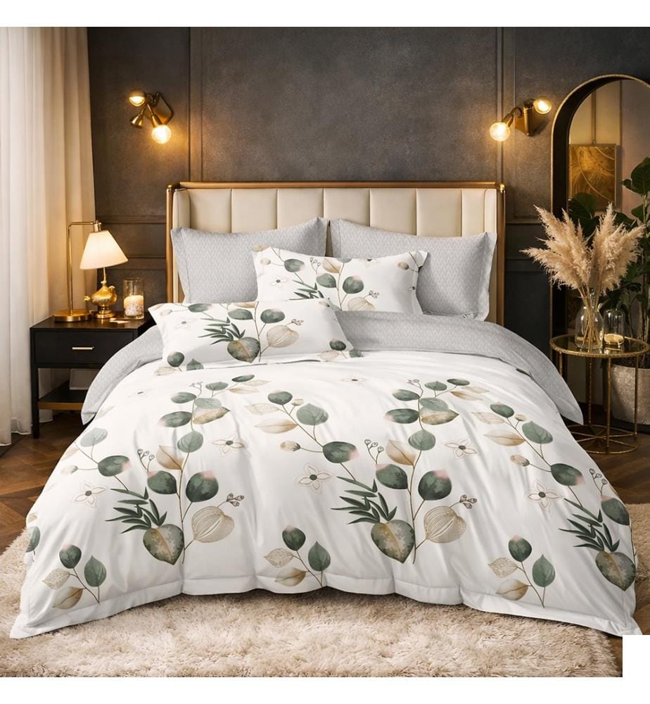 Parure Housse de Couette 3 Pcs 220X240 cm en Coton 57 Fils Elvane