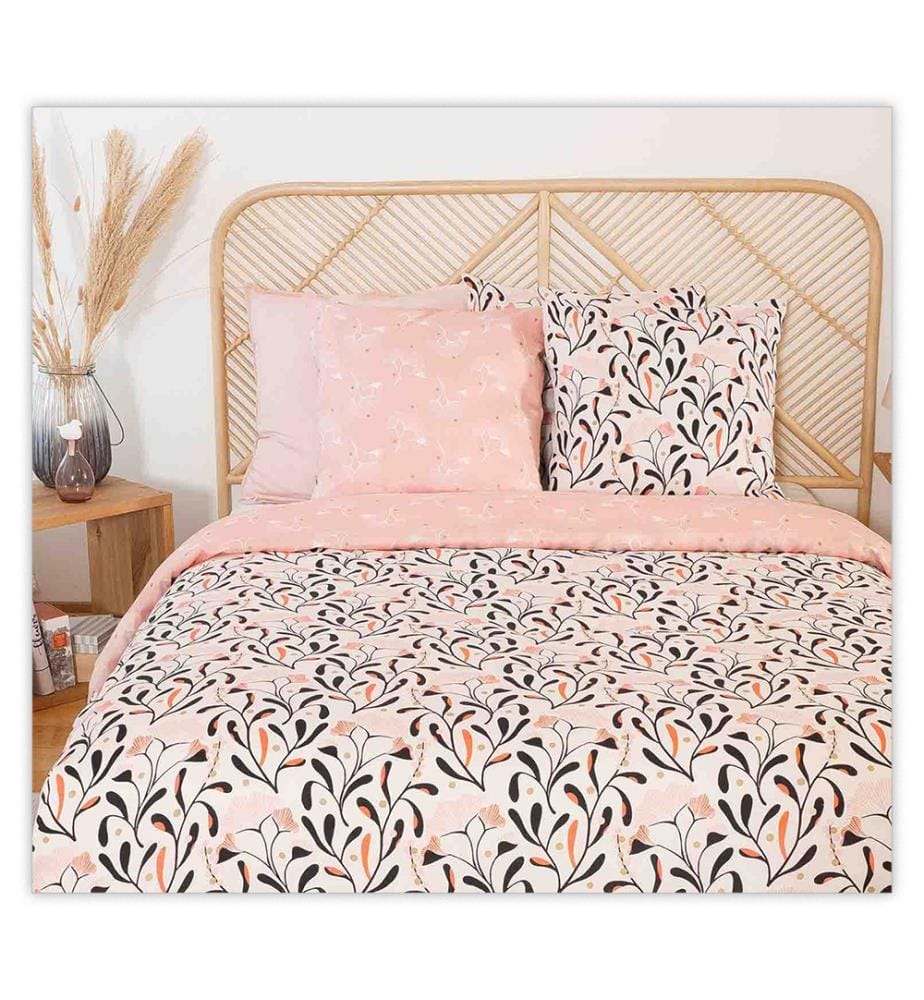 Parure Housse de Couette 3Pcs 240x220cm 100% Coton Bio Satin 78Fils - Joy