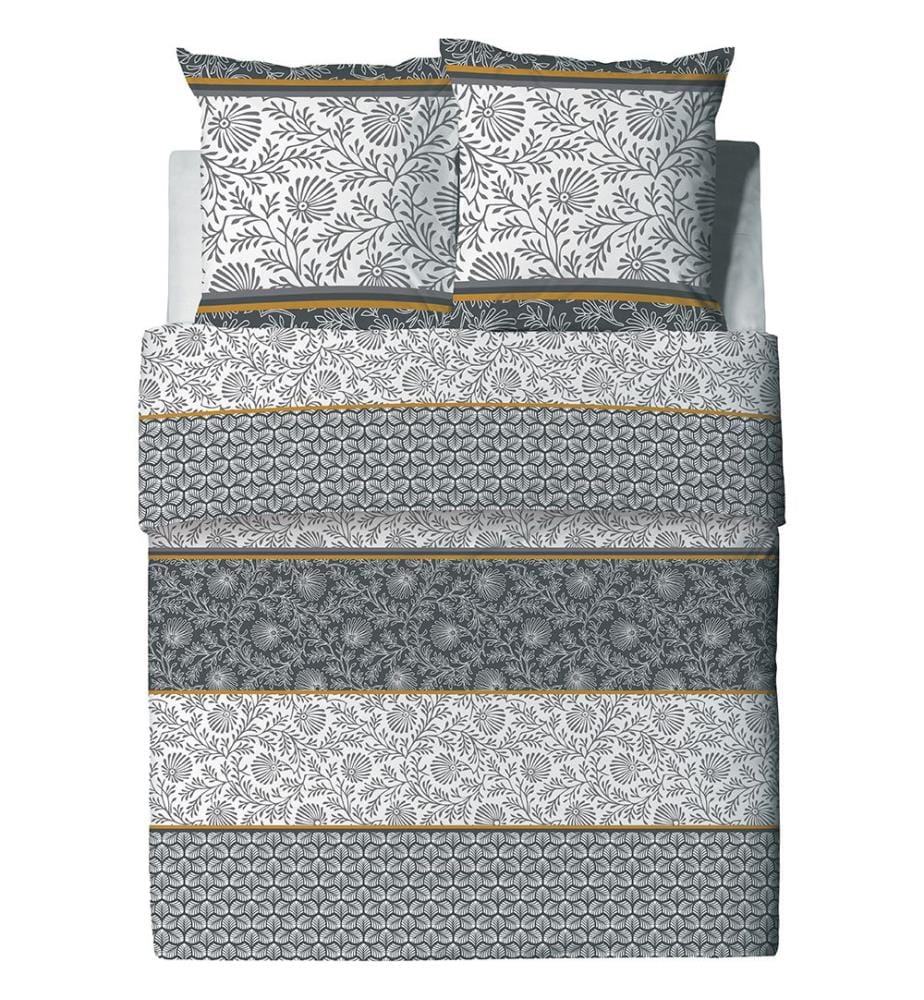 Parure de Couette 3Pièces 240x220cm 100% Coton 57 Fils/cm2-Vega Gold