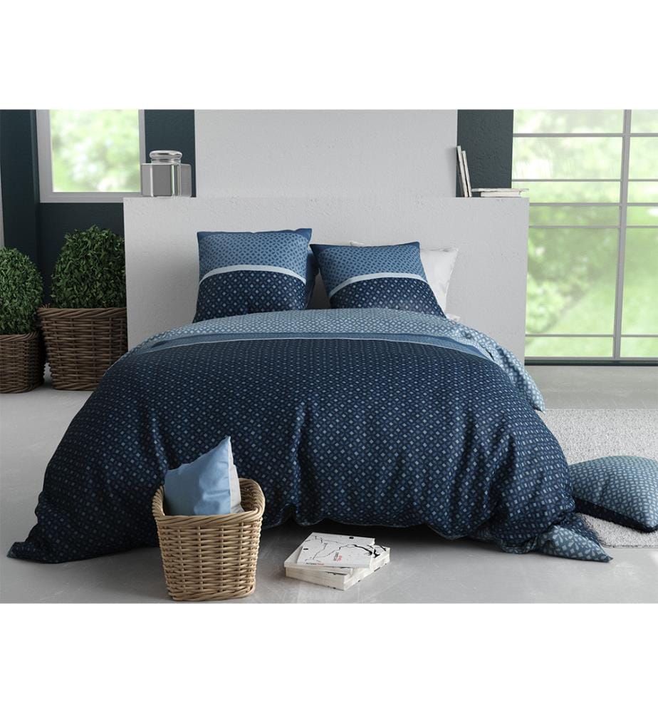 Parure Housse de Couette 3 Pièces 200 x 200 cm Rosie - Bleu