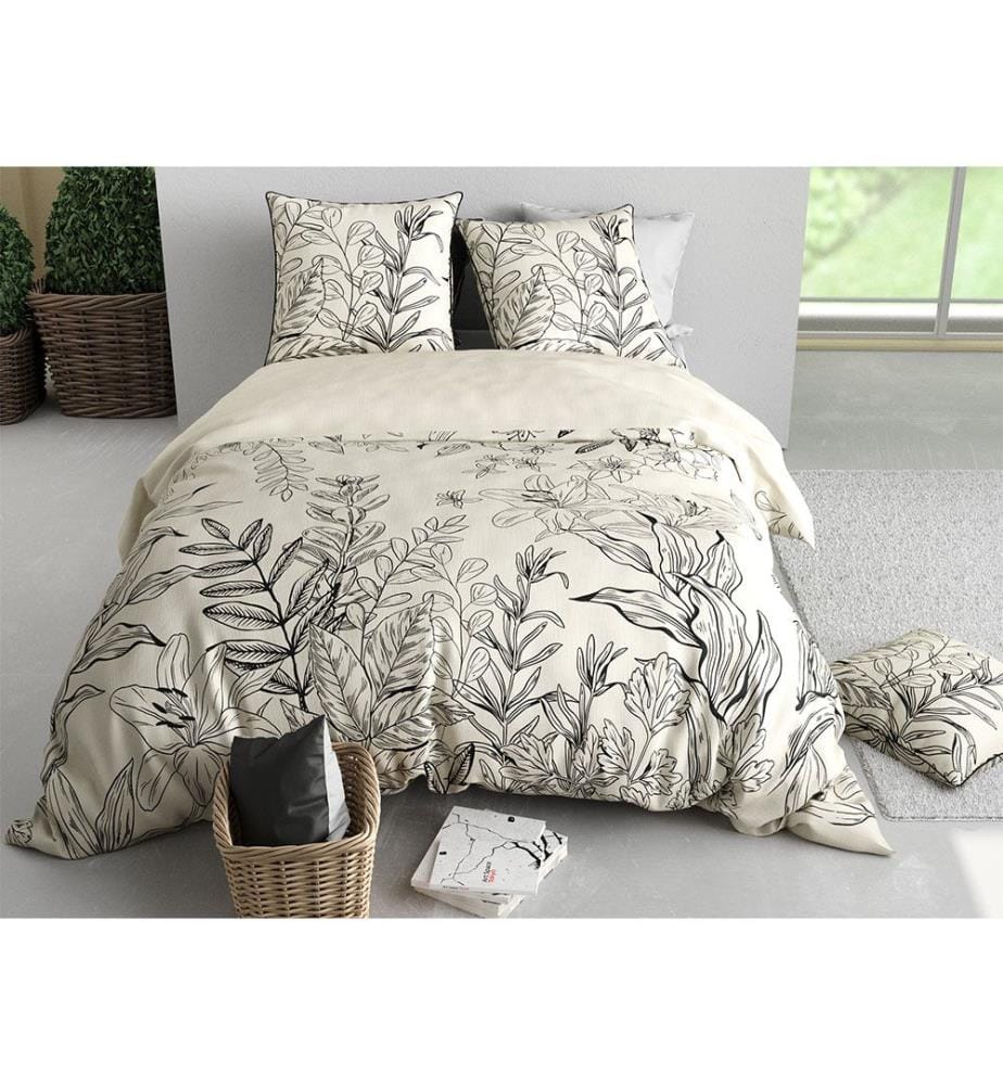 Parure Housse de Couette 3Pièces 240x220cm 100% Satin de Coton 120 Fils Thais