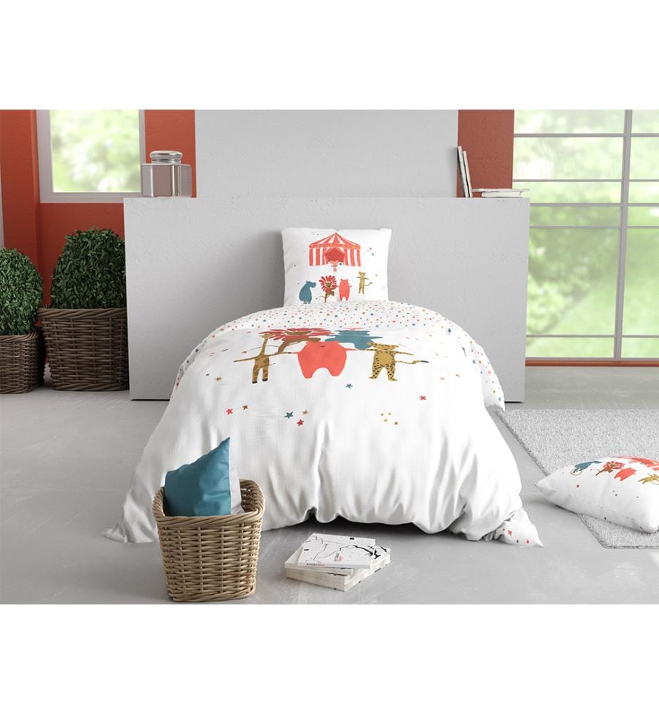Parure Housse de Couette 2 Pièces 140 x 200 cm Circus - Blanc