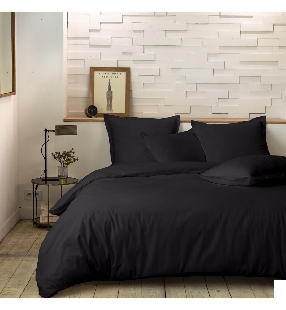Parure Housse de Couette 3 Pcs 260x240cm - Noir