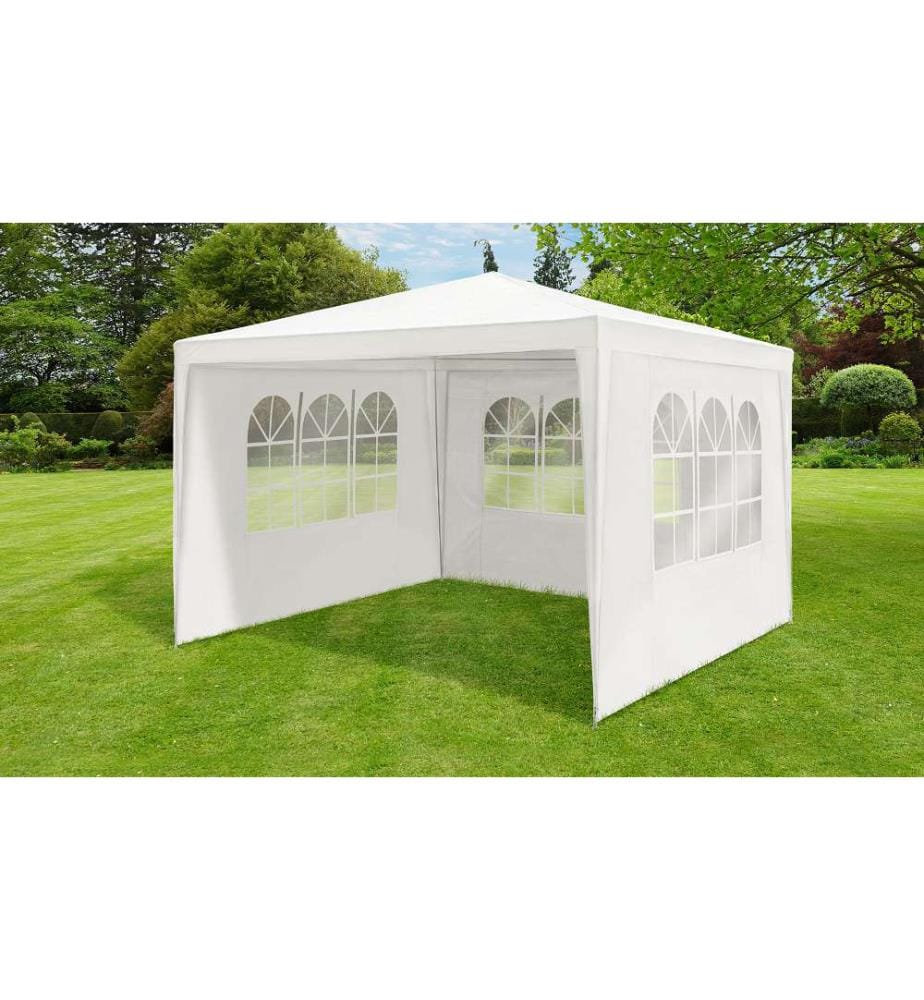 Tente de réception extérieure 3 x 3 m + 3 murs - Blanche