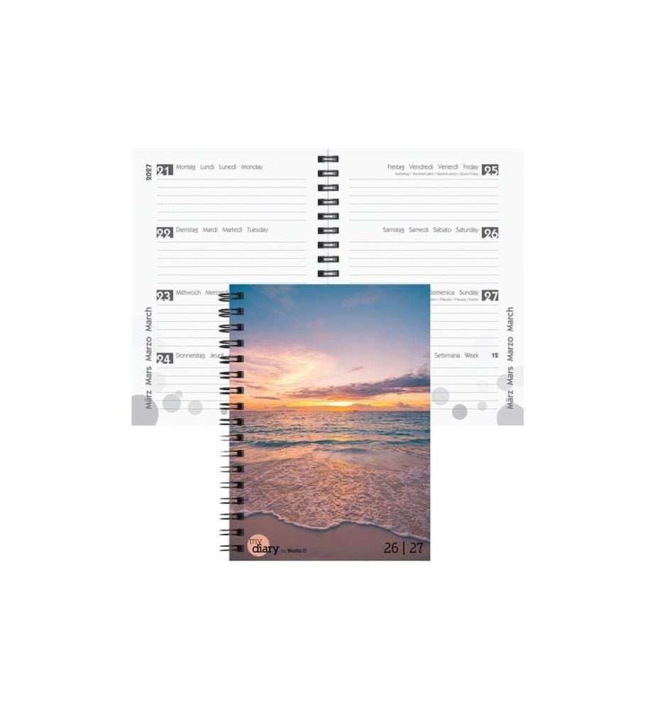 Biella Agenda scolaire mydiary Wire-O 2026/27 Sunset, 12 x 16.5 cm