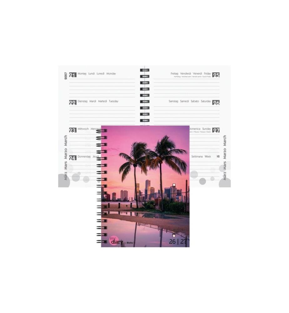 Biella Agenda scolaire mydiary Wire-O 2026/27 Miami, 12 x 16.5 cm