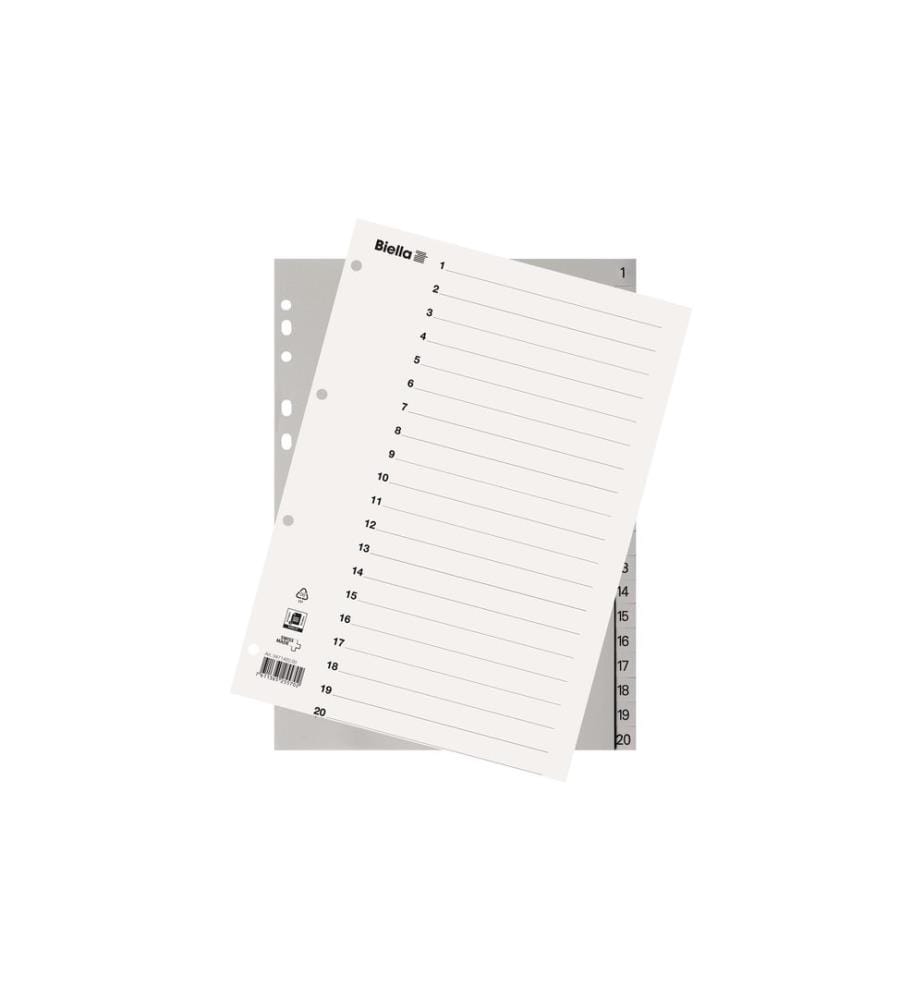Intercalaires Biella A4 1-20 avec feuille d'index