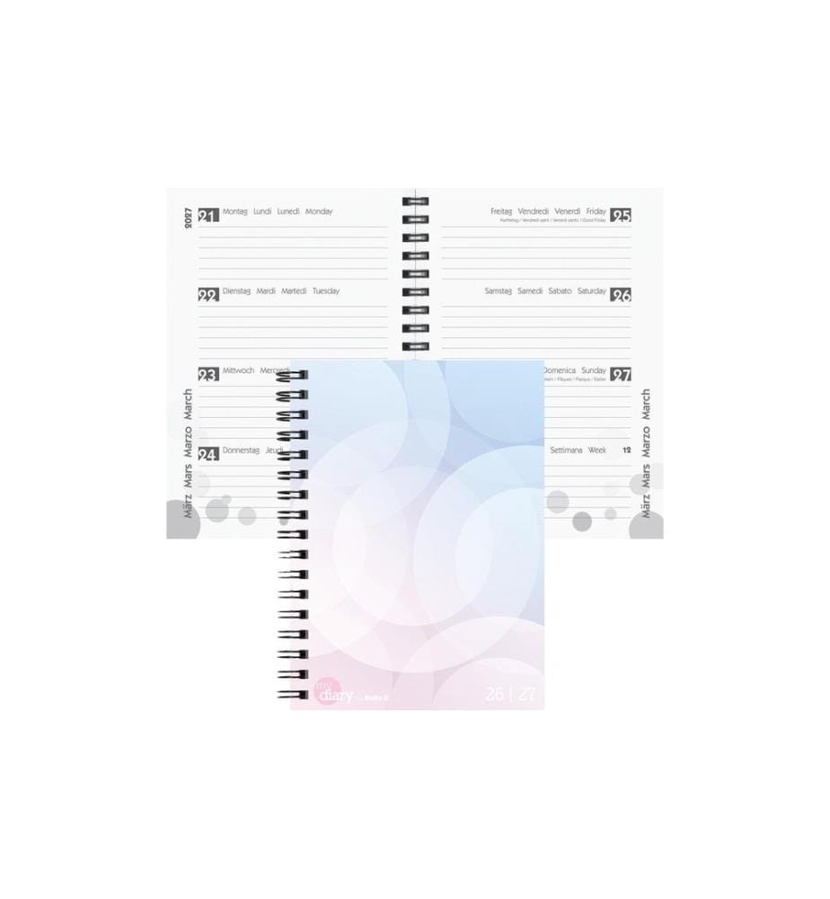 Biella agenda scolaire mydiary Wire-O 2026/27 pastelle, 12 x 16,5 cm