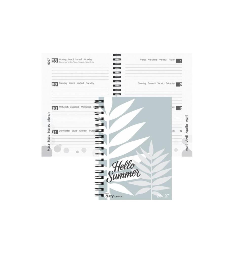 Biella Agenda scolaire mydiary Wire-O 2026/27 Summer, 14.5 x 20.5 cm