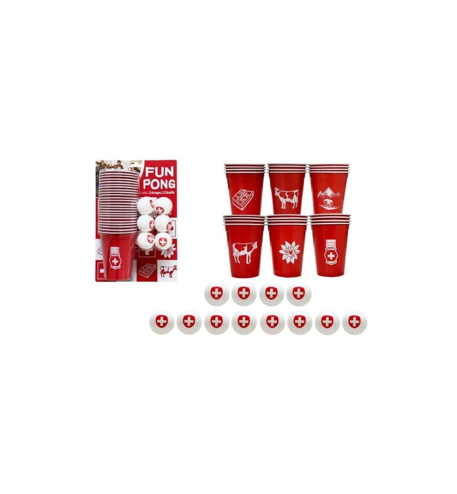 Sombo Accessoires de fête Fun Pong CH 24 gobelets, 12 balles