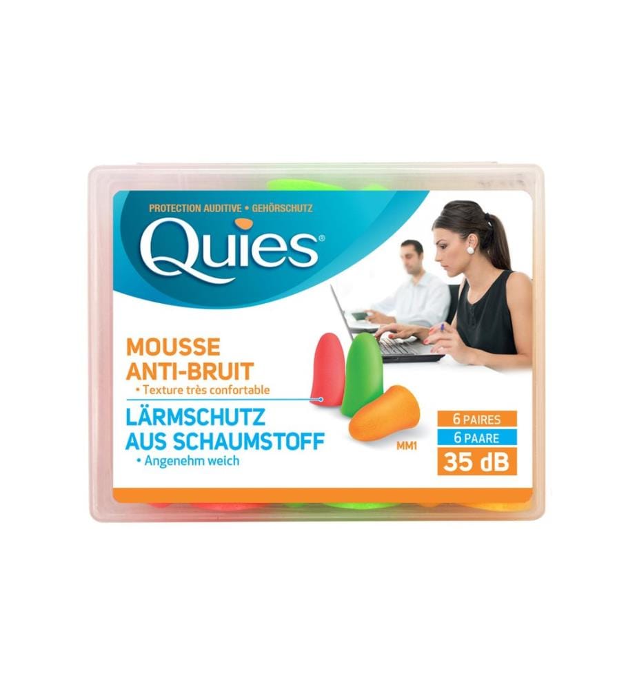 Quies Bouchons d'oreilles protection auditive en mousse 12 pièces
