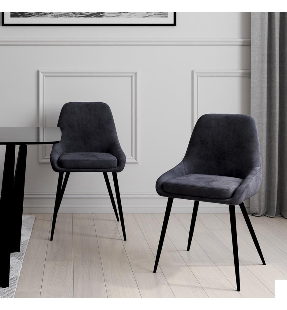 Lot de 2 Chaises Olivia - Gris Foncé et Noir