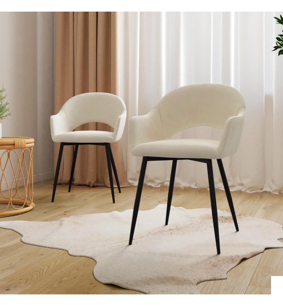 Lot de 2 Chaises Rebecca - Crème et Noir