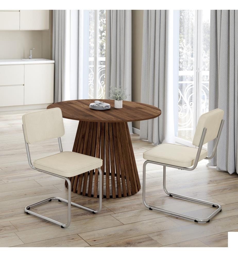 Lot de 4 Chaises Naya assise en velours crème pied cantilever