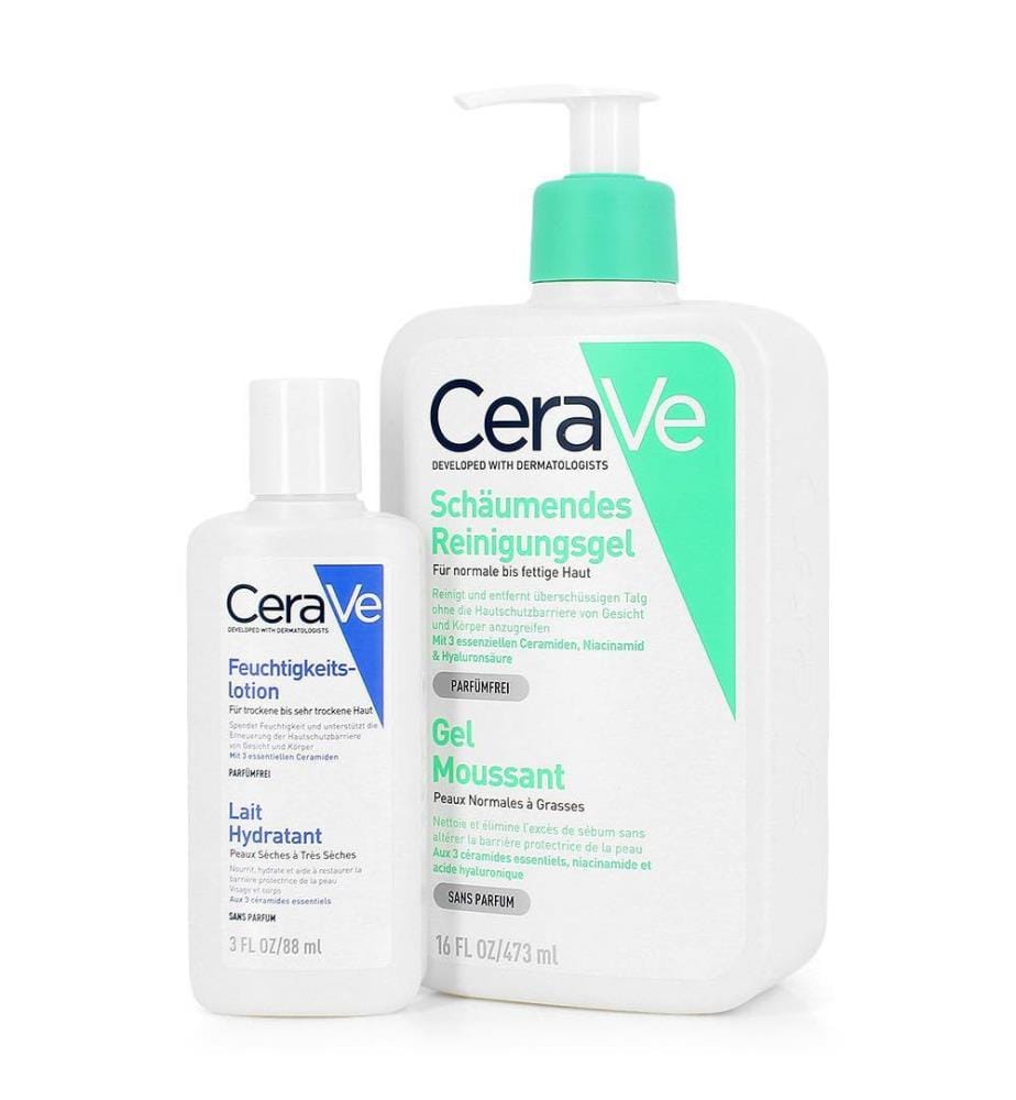 Gel Nettoyant Moussant et Lotion Hydratante - 88 ml et 473 ml