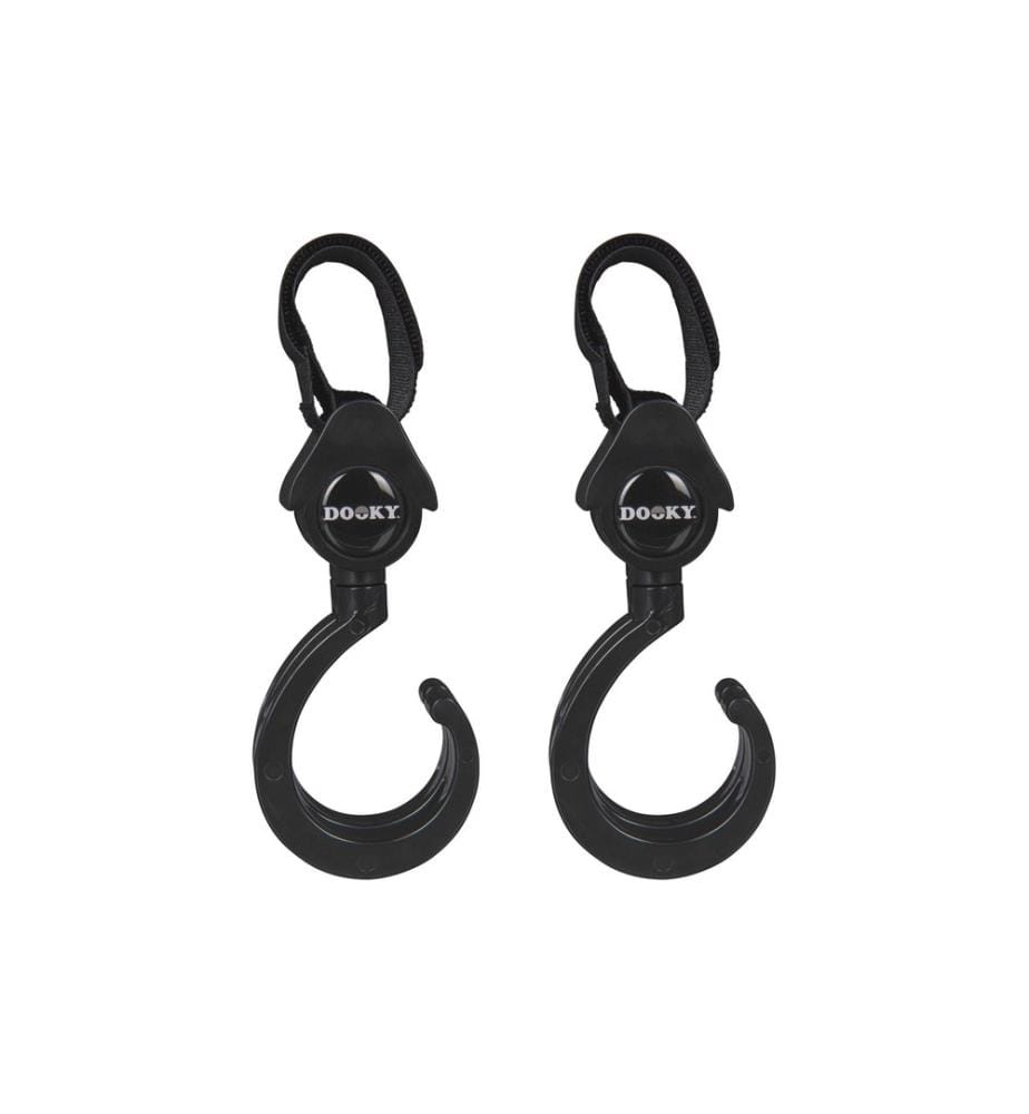 Dooky Crochets d'attache pour poussette 360° Lot de 2, Noir