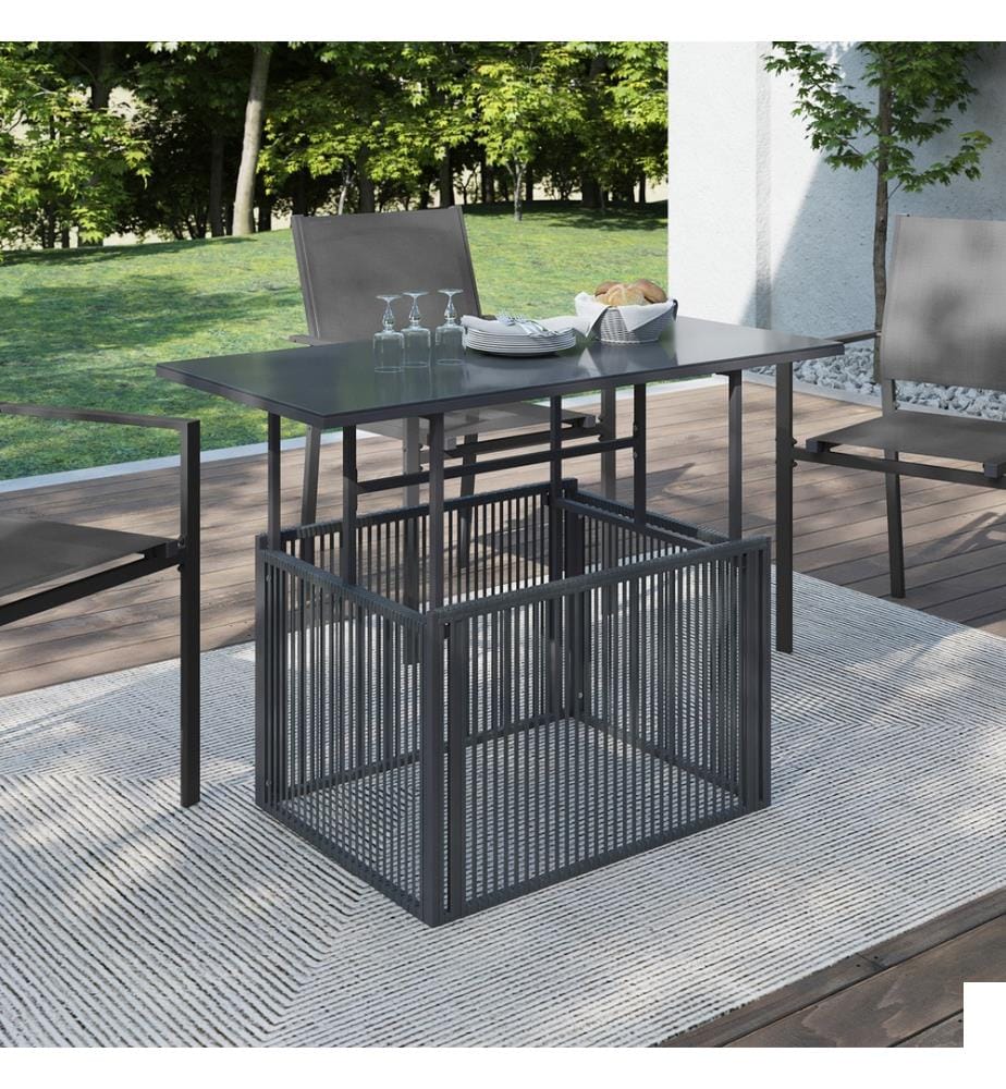 Table de jardin relevable Ozéa 100cm verre trempé gris