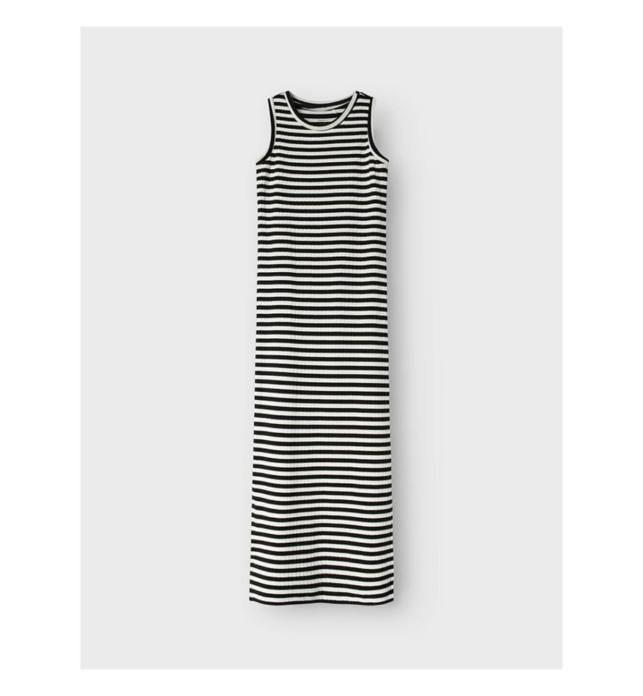 Robe longue - Bright White W Black Stripes