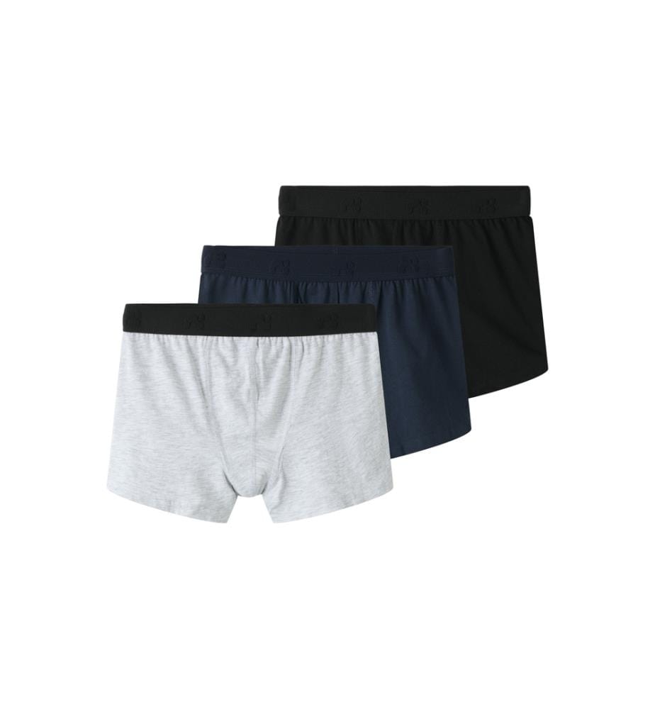 Lot de 3 Boxers - Gris chiné clair Noir Bleu marine
