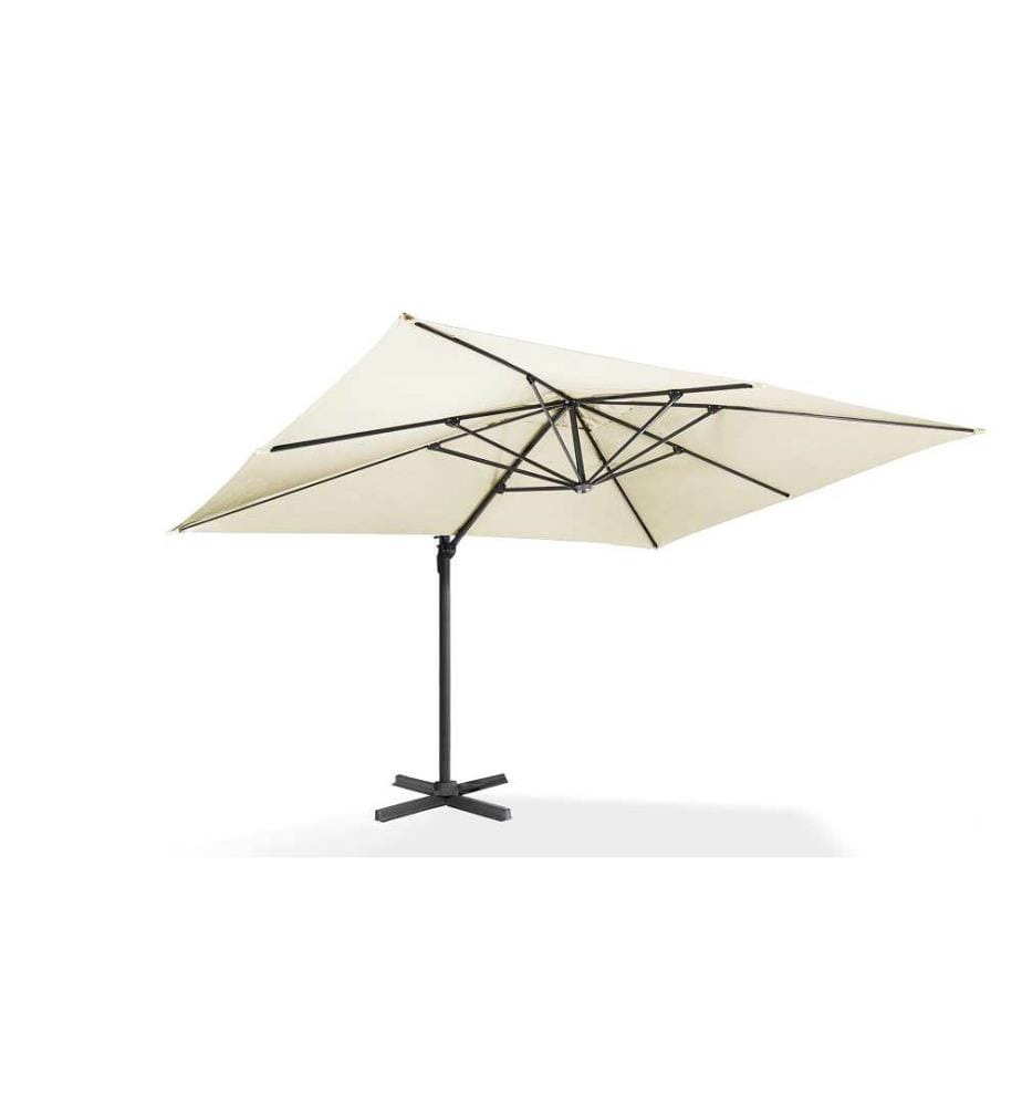 Parasol 360° rectangle créme avec housse - 4 x 3 m