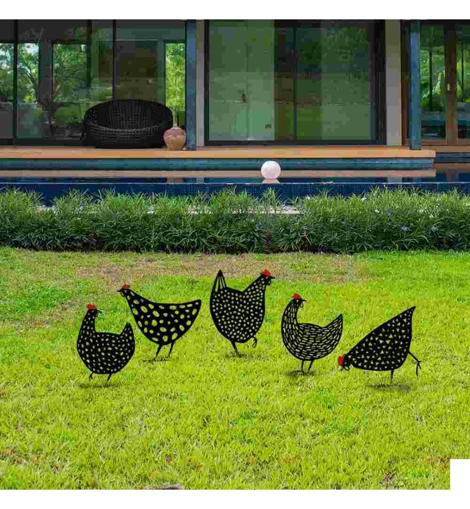 Set d'accessoires décoratifs en métal pour le jardin, noir, métal