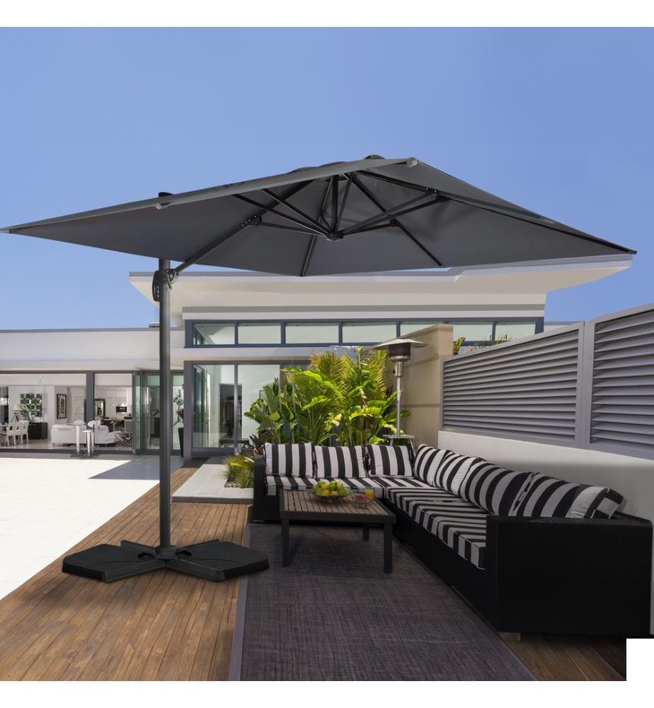 Parasol 360° Carré 3M avec Housse - Anthracite