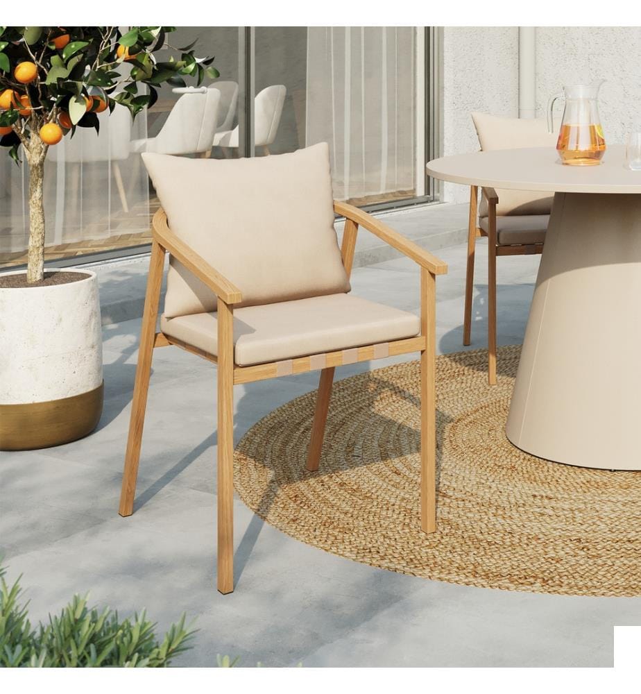 Lot de 4 Chaises de jardin Paros - Brun et Beige