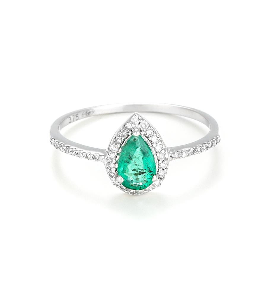 Bague Perrine Emeraude - Or Blanc 375/1000