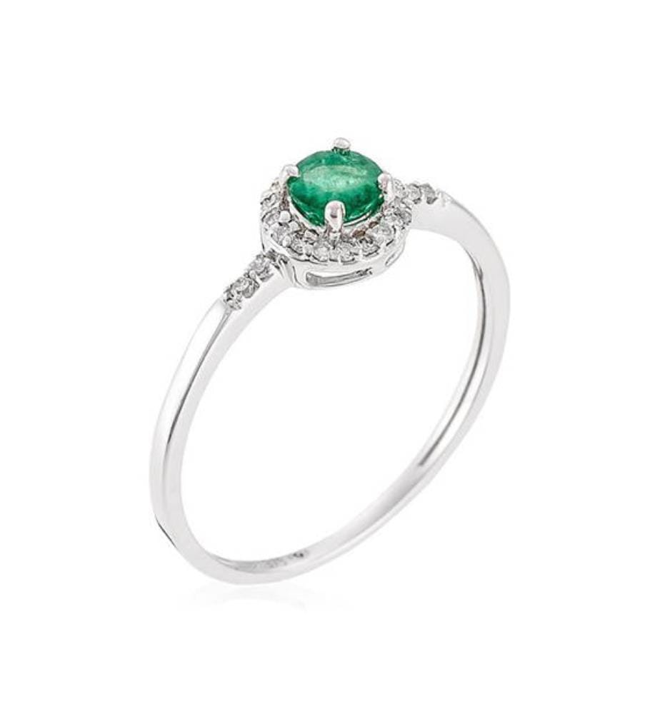 Bague Rond d'émeraude - Or Blanc