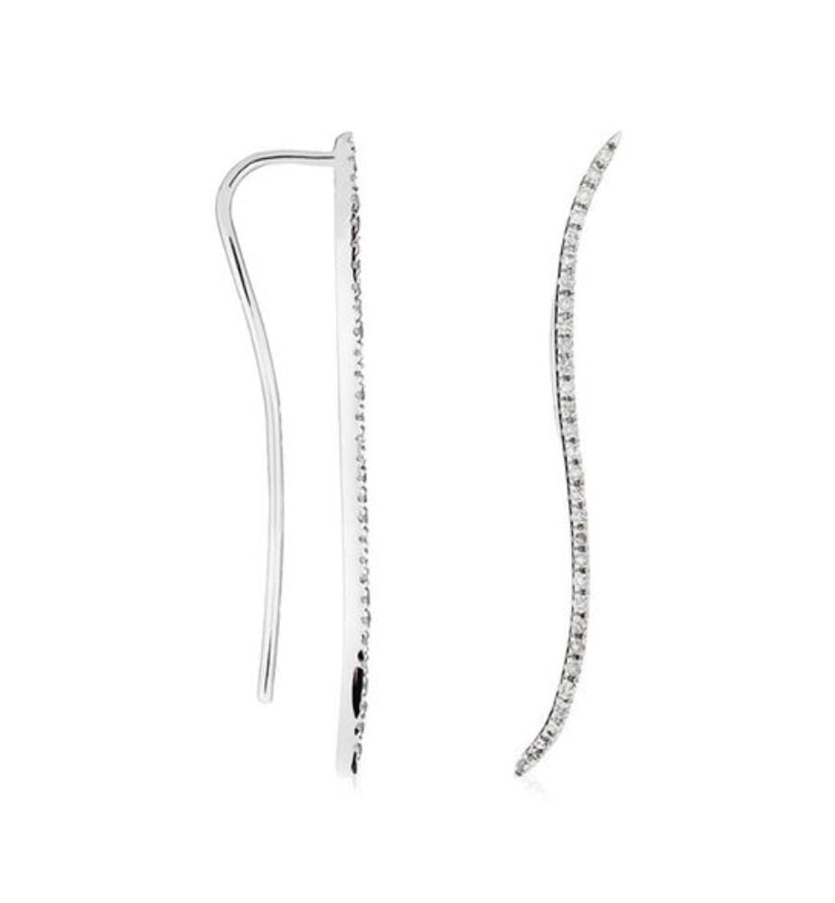 Boucles d'Oreille Grimpantes Vagues - Or Blanc