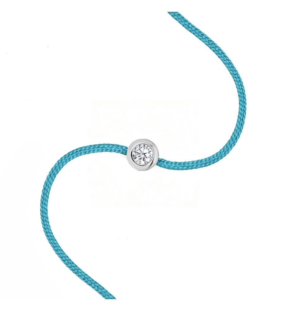 Bracelet corde Mon délicat bleu - Or Blanc