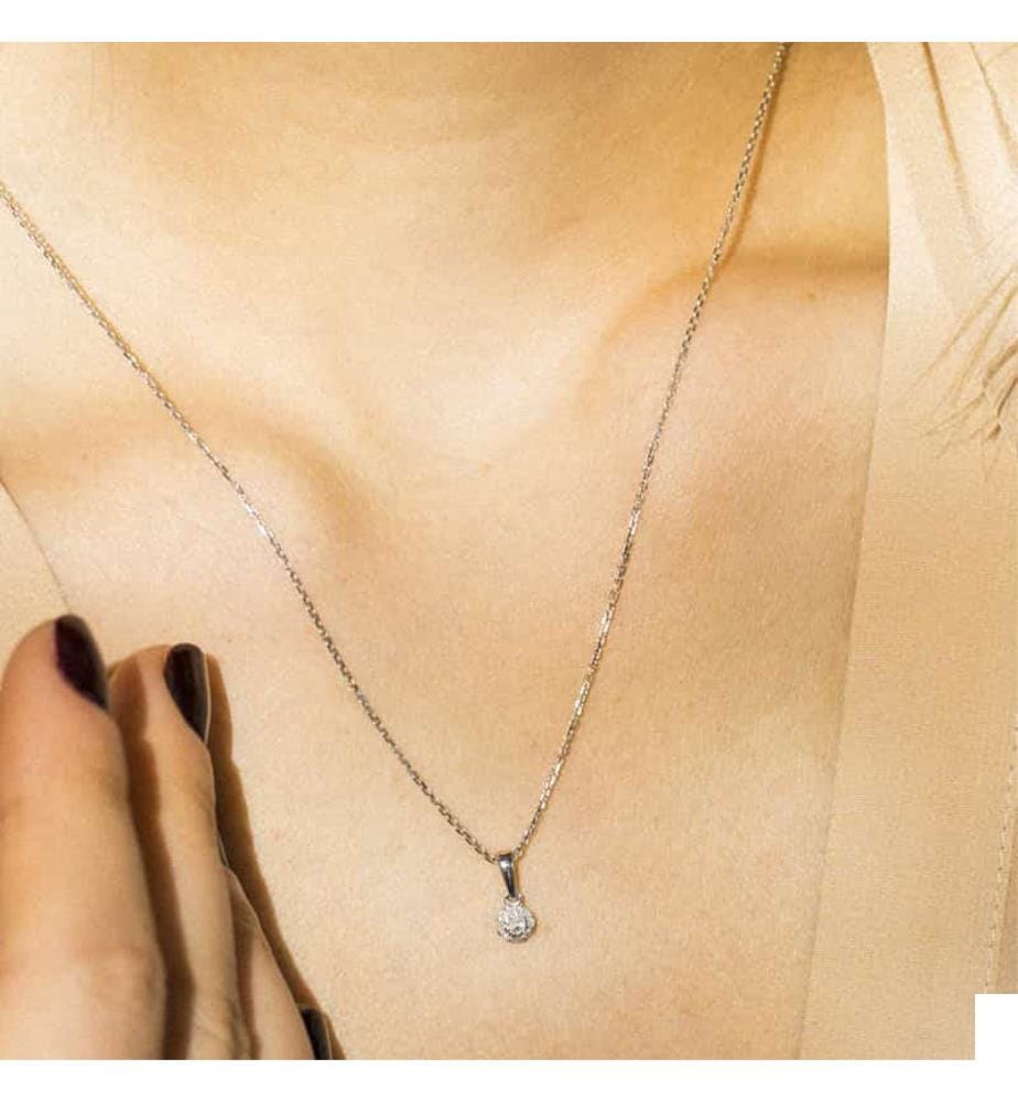 Pendentif Idylle - Or Blanc 375/1000