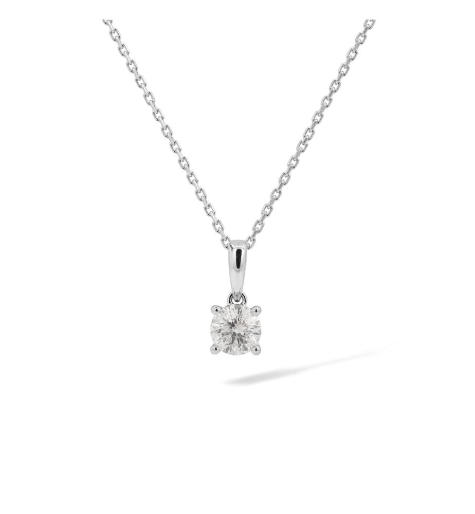 Pendentif solitaire Evidence - Or Blanc 375/1000