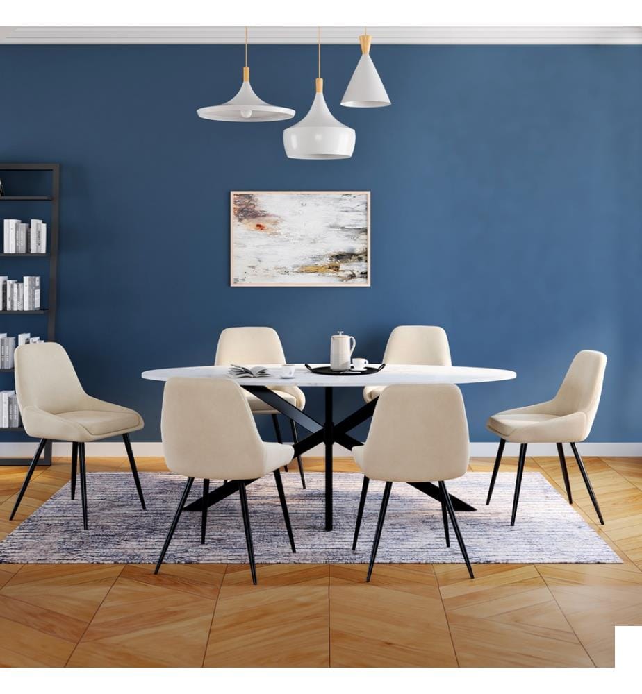 Lot de 6 Chaises Olivia - Crème et Métal