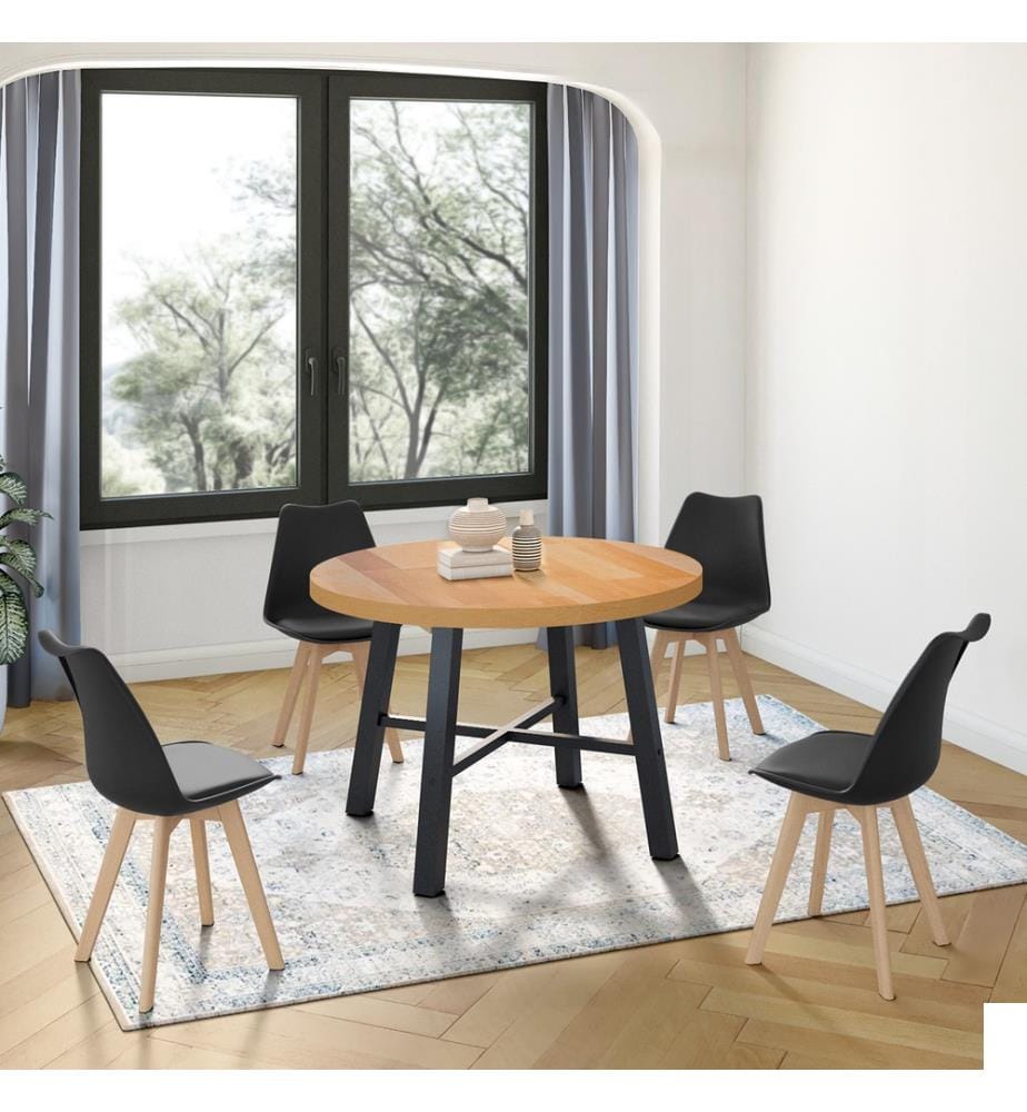 Table repas extensible Mathilde 110-150cm - Brun et noir