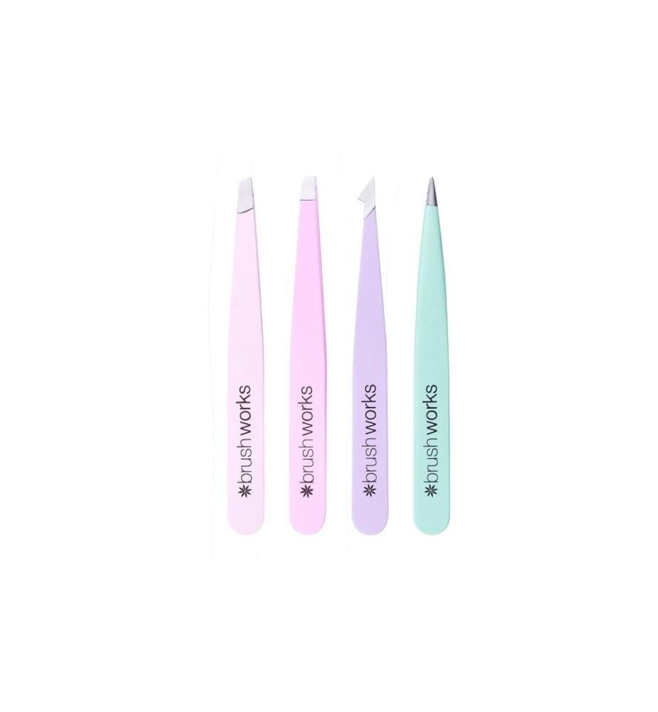 Brushworks Combination Tweezer Set Pastel, 4 pcs., acier inoxydable